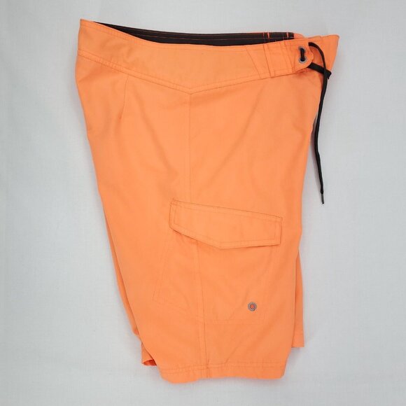 Mossimo Boardshorts Mens 28 / Boys 16 Bright Neon Orange Mesh Lined - Picture 8 of 12